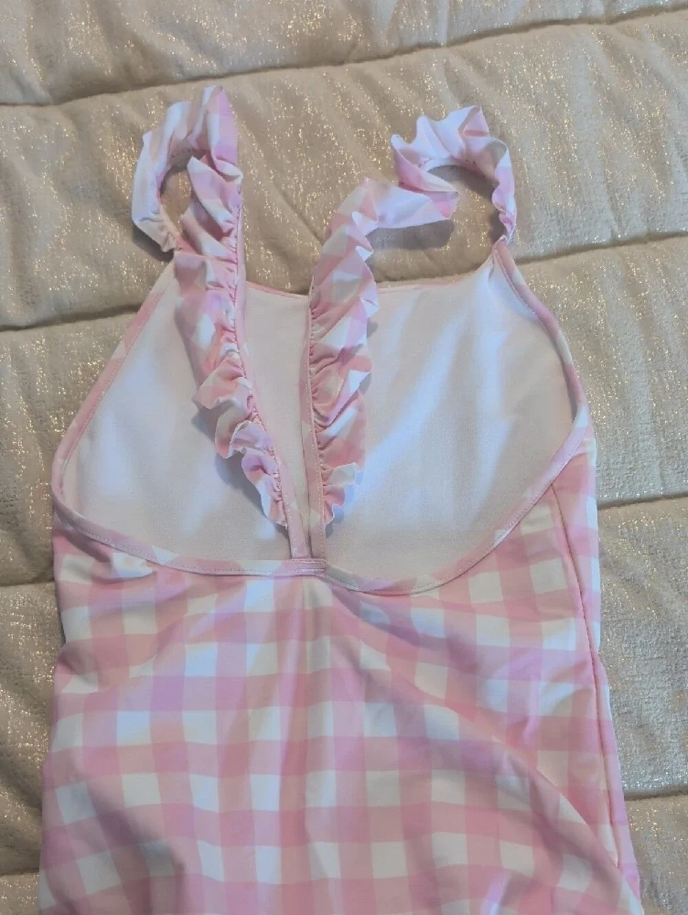 Polo by Ralph Lauren Pink and White Gingham One-Piece Swimsuit